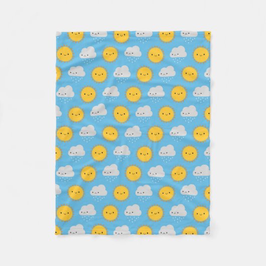 かわいい太陽と雨 フリースブランケット (正面)
