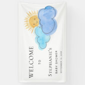 かわいい太陽と雲の少年の赤ちゃんシャワーへようこそ 横断幕 (縦)