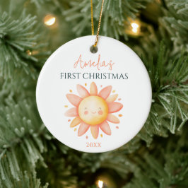 かわいい太陽のイラスト オーダーメイド 1st Christmas メモリアル セラミックオーナメント