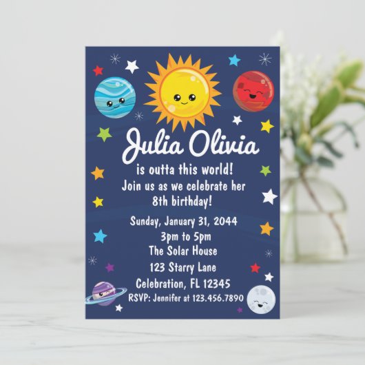 かわいい太陽のシステムこの世界誕生日 招待状 (スタンド正面)