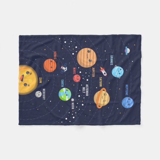 かわいい太陽のシステムデザイン フリースブランケット (正面(横))