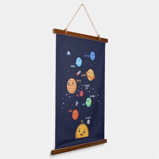 かわいい太陽のシステムデザイン 吊り下げ型タペストリー (傾斜あり)