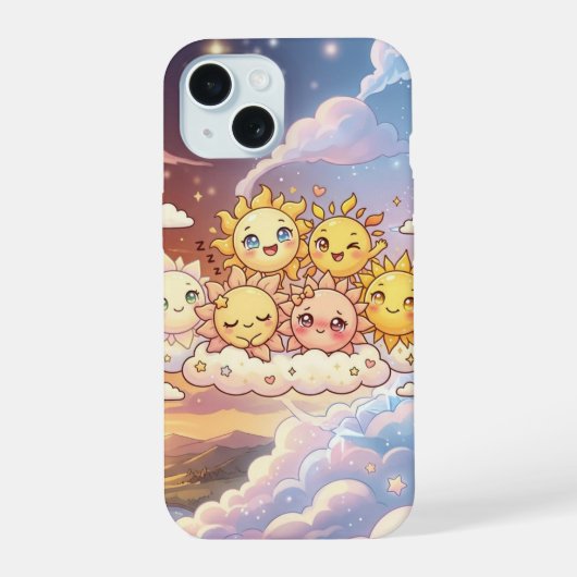 かわいい太陽の友達の空のスマホケース iPhone 15ケース (裏面)