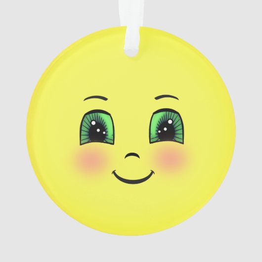 かわいい太陽の幸せ顔絵文字 オーナメント (裏面)