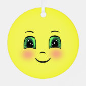 かわいい太陽の幸せ顔絵文字 メタルオーナメント (裏面)