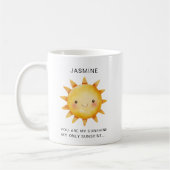 かわいい太陽の水彩画 "You Are My Sunshine" テキスト コーヒーマグカップ (左)