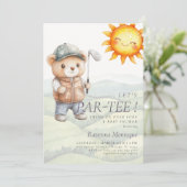 かわいい太陽テディ帽ゴルフ Let's Par-Tee ベビーシャワー 招待状 (スタンド正面)