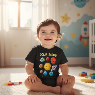 かわいい太陽系のキャラクタープラネット トドラーTシャツ