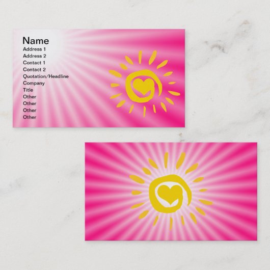 かわいい太陽；ピンク 名刺 (正面/裏面)