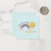 かわいい太陽、雲 & 虹: 前向きに考えよう ノートカード (正面/裏面インサイチュ)