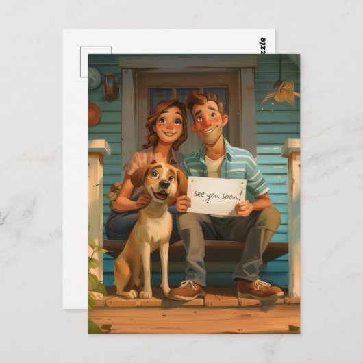 かわいい夫婦とその犬|過去記事 ポストカード (正面/裏面)