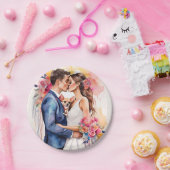 かわいい夫婦の美しい結婚式 ペーパープレート (パーティー)