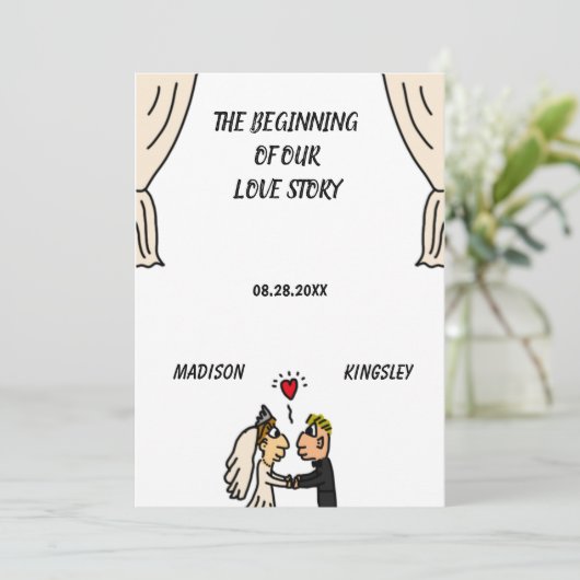 かわいい夫婦結婚の物語が新しい叙事詩を開始 招待状 (スタンド正面)