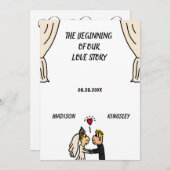 かわいい夫婦結婚の物語が新しい叙事詩を開始 招待状 (正面/裏面)