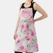 かわいい奈々のキッチンピンクのフローラ水彩エプロン エプロン (インサイチュ)
