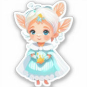 かわいい女お洒落の子の妖精ファンタジー漫画グラフィック シール (正面)