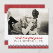 かわいい女お洒落の子の誕生日パーティー招待状 招待状 (正面/裏面)