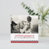 かわいい女お洒落の子の誕生日パーティー招待状 招待状 (スタンド正面)