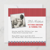 かわいい女お洒落の子の誕生日パーティー招待状 招待状 (裏面)