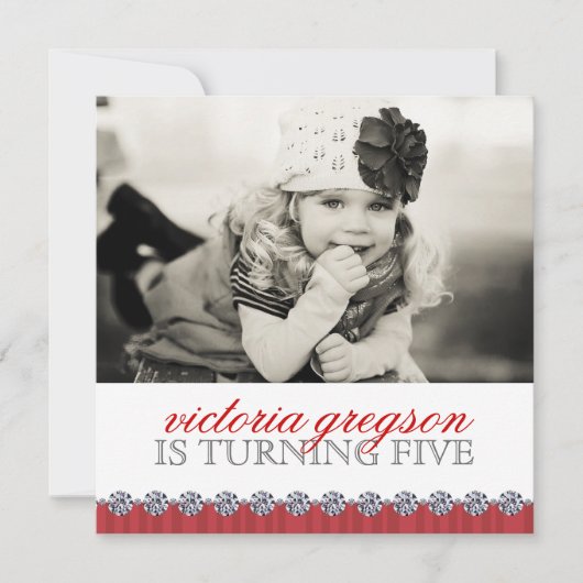 かわいい女お洒落の子の誕生日パーティー招待状 招待状 (正面)