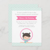 かわいい女の子およびたがの体操の子供の誕生日のパーティー 招待状 (正面/裏面)