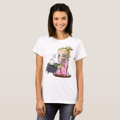 かわいい女の子がお茶を飲む Tシャツ (正面フル)