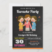 かわいい女の子がカラオケ誕生日パーティーを歌う 招待状 (正面)