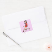 かわいい女の子が乗る三輪車のキャラクター スクエアシール (封筒)
