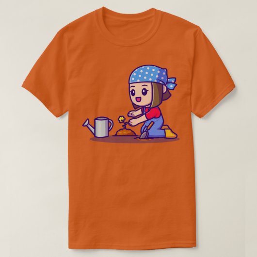 かわいい女の子が作物を植える Tシャツ (デザイン正面)