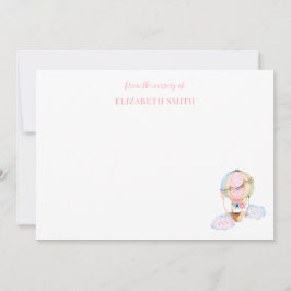 かわいい女の子が温風気球ピンクでシャワーを浴びる  ノートカード