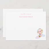 かわいい女の子が温風気球ピンクでシャワーを浴びる  ノートカード (正面/裏面)