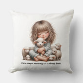 かわいい女の子が牧場で寝る クッション (正面)