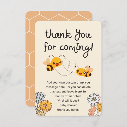 かわいい女の子が赤ちゃんシャワーを浴びる サンキューカード (正面/裏面)