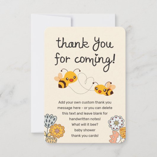 かわいい女の子が赤ちゃんシャワーを浴びる サンキューカード (正面)