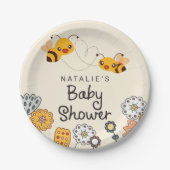 かわいい女の子が赤ちゃんシャワーを浴びる ペーパープレート (正面)