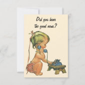 かわいい女の子が電話で話し、アドレスの変更 招待状 (正面)