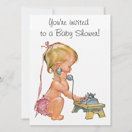 かわいい女の子が電話で話す 招待状 (正面)