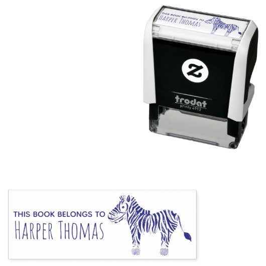 かわいい女の子この本はサファリゼブラの名前に属している セルフインキングスタンプ (インサイチュ)