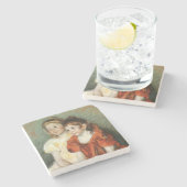 かわいい女の子たち2人(by Mary Cassatt) ストーンコースター (横)