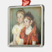 かわいい女の子たち2人(by Mary Cassatt) メタルオーナメント (左)