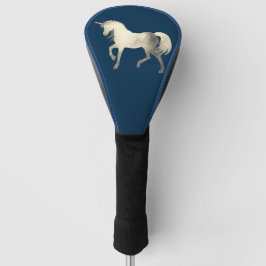 かわいい女の子っぽさとおしゃれさを兼ね備えたシルバー箔のユニコーンデザイン オーダーメイド ゴルフヘッドカバー