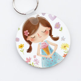 かわいい女の子とアイスクリームアクリルキーチェーン キーホルダー