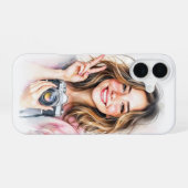 かわいい女の子とカメラのスマホケース iPhone 16ケース (裏面横)