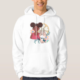 かわいい女の子とサイボーグの犬とお花 パーカ