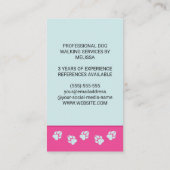 かわいい女の子とブラウンドッグ – ドッグウォーカーサービス 名刺 (裏面)