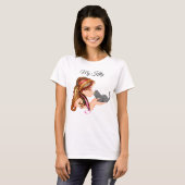 かわいい女の子と可愛らしいグレーの子猫 Tシャツ (正面フル)