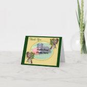 かわいい女の子と子犬たちありがとう写真カード サンキューカード (正面)