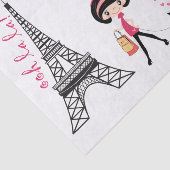 かわいい女の子と猫エッフェルタワーパリ 薄葉紙 (詳細)