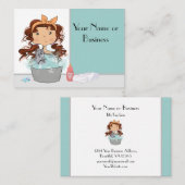 かわいい女の子と猫バスペットグルーミング 名刺 (正面/裏面)