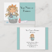 かわいい女の子と猫バスペットグルーミング 名刺 (正面/裏面)